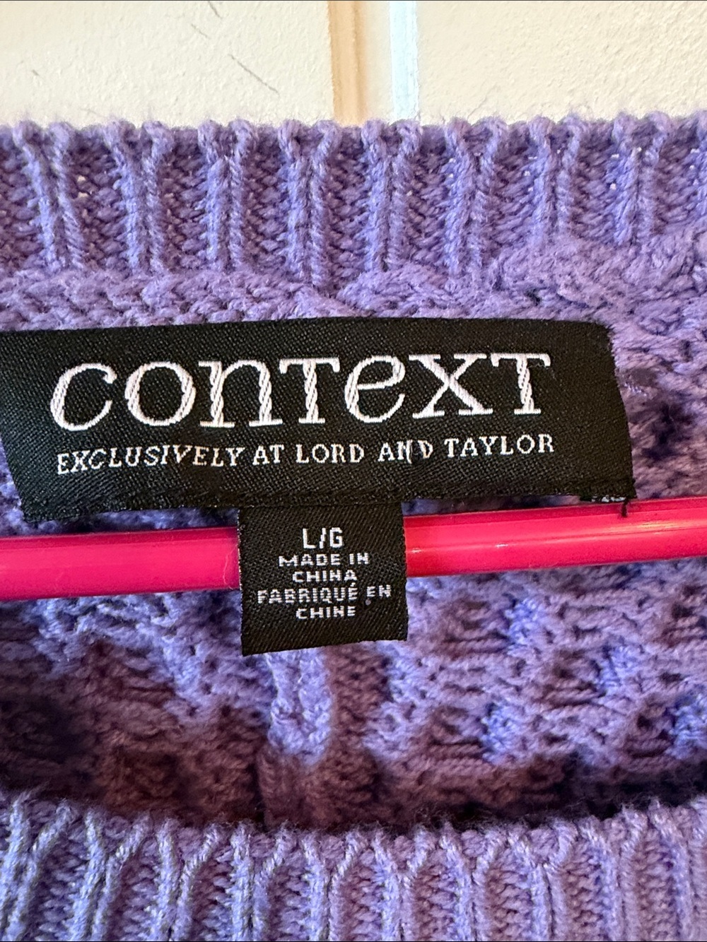 Context from Lord and Taylor Women's Large cropped knit Lilac pullover sweater - Picture 3 of 8